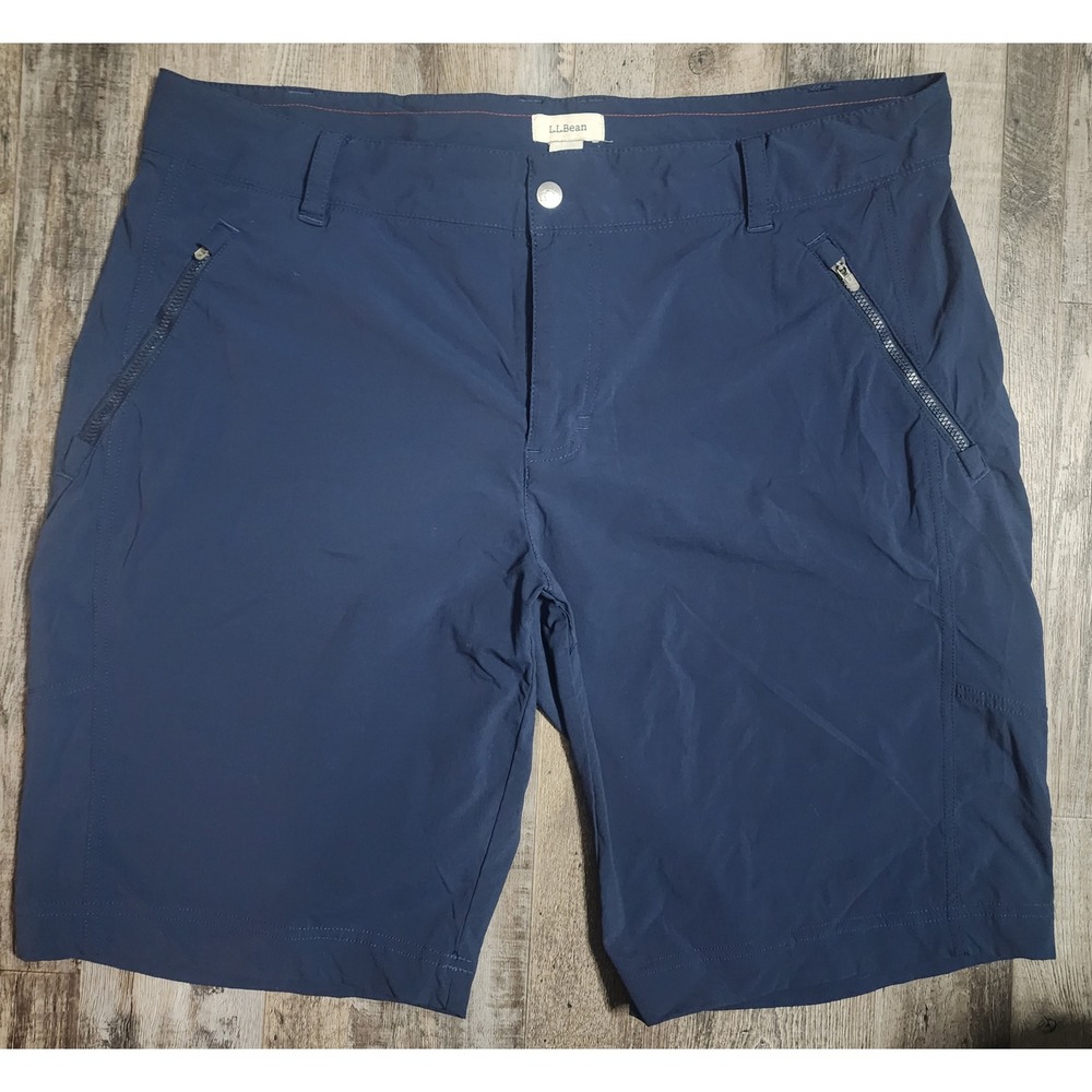 L.L.Bean Vista Camp Shorts Women 14 Navy Blue Nylon Spandex Hiking Active